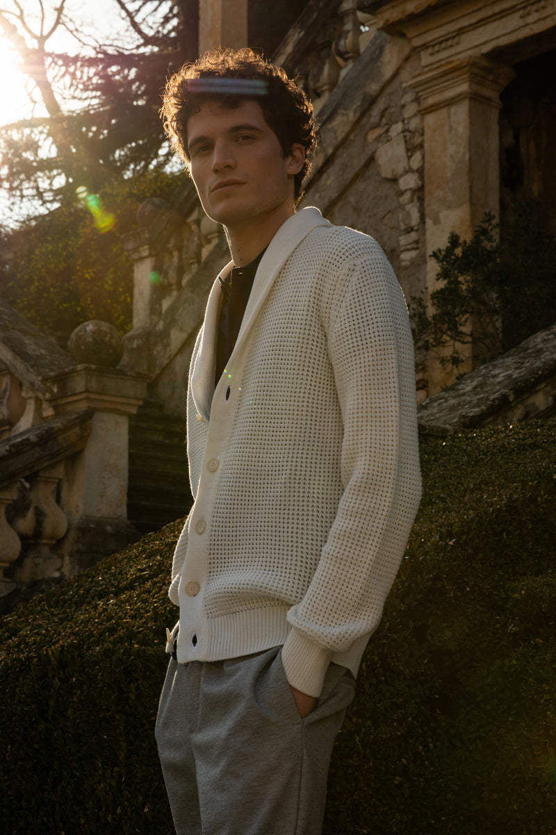 Cardigan punto perlato 100% Cotone
