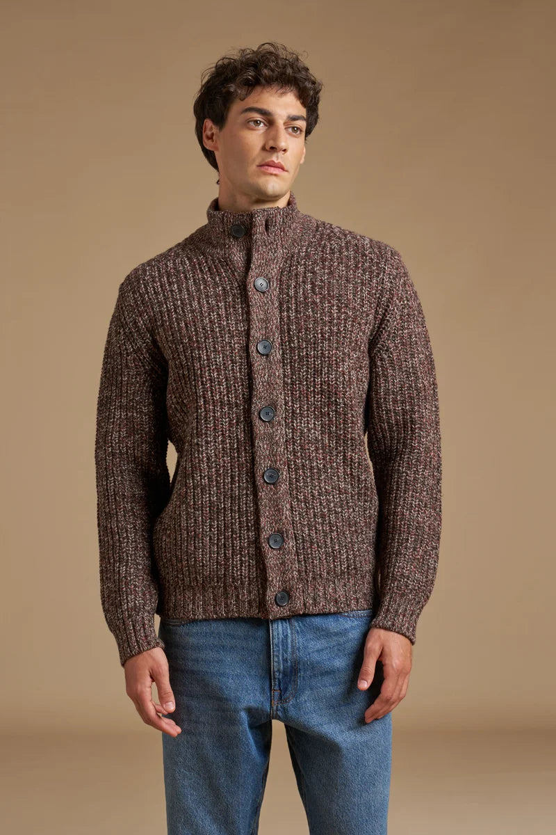 Cardigan con bottoni mouliné