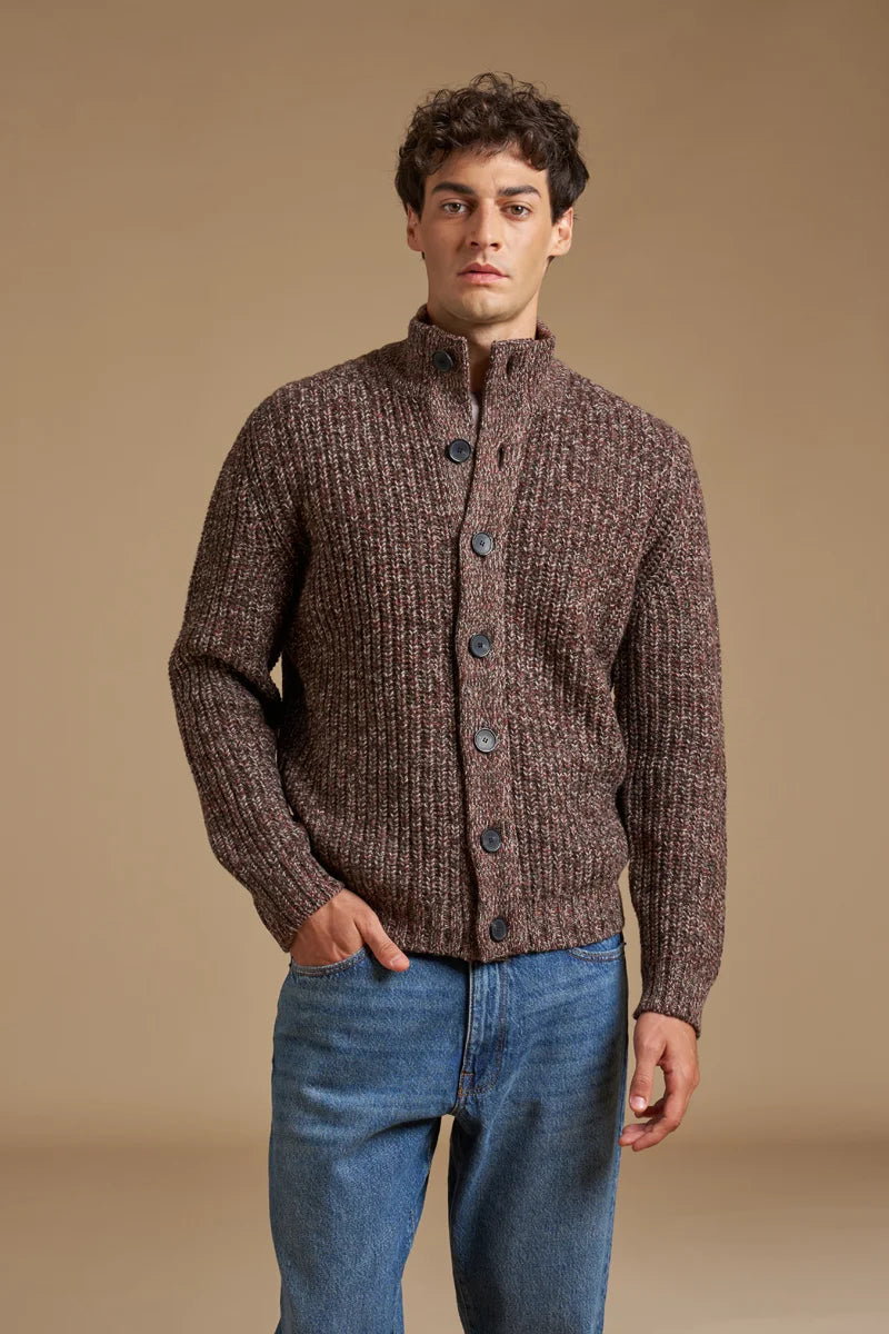 Cardigan con bottoni mouliné