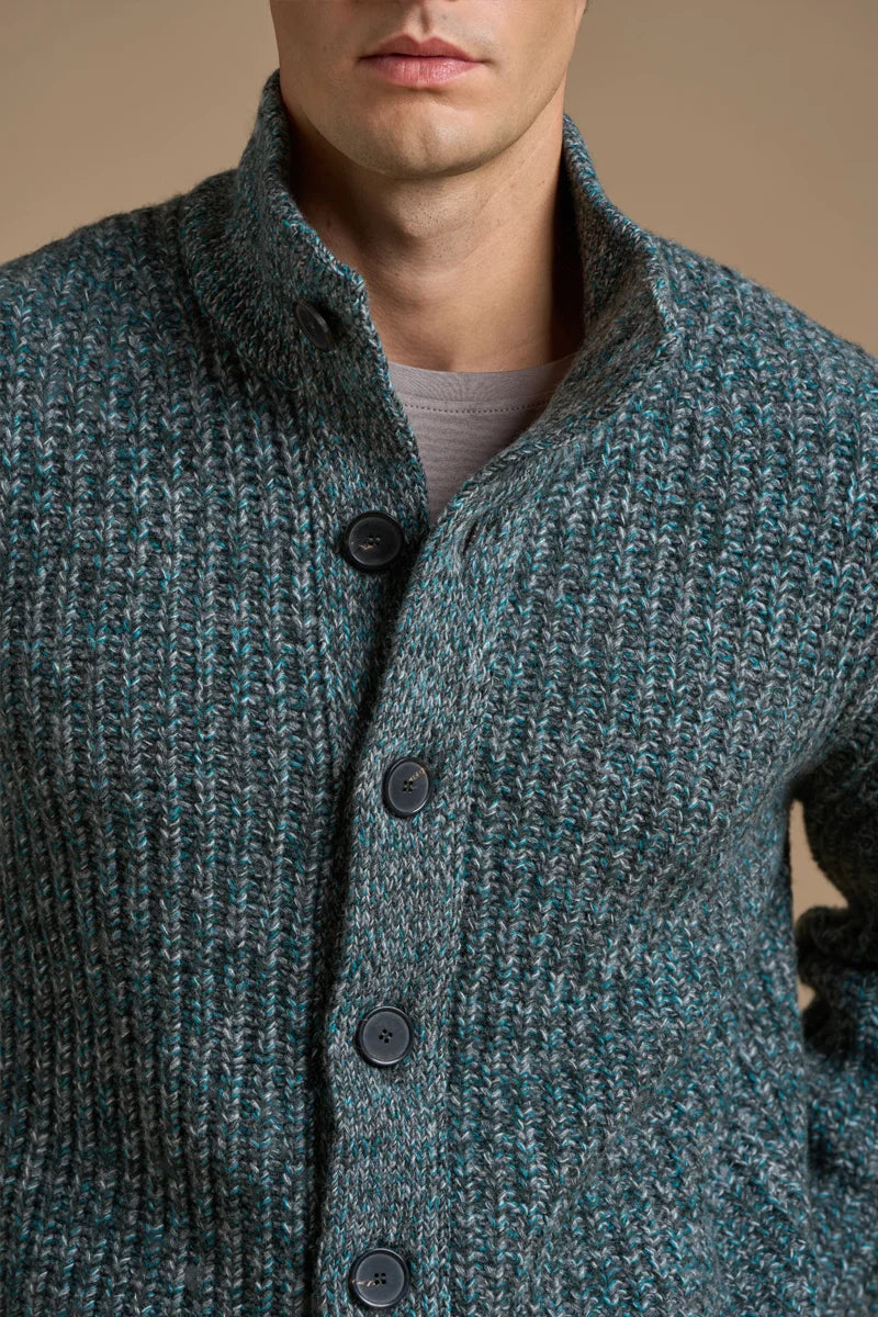 Cardigan con bottoni mouliné