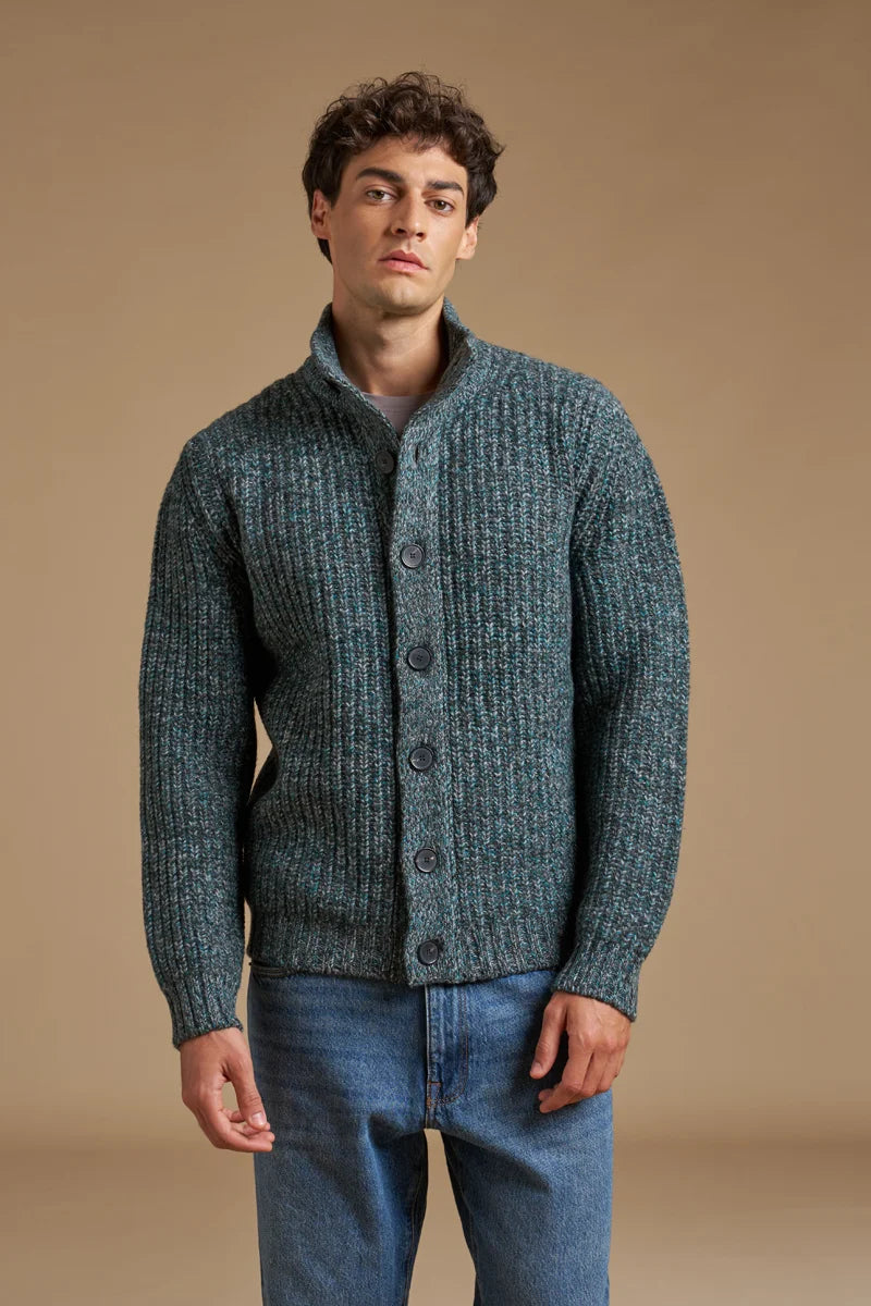 Cardigan con bottoni mouliné