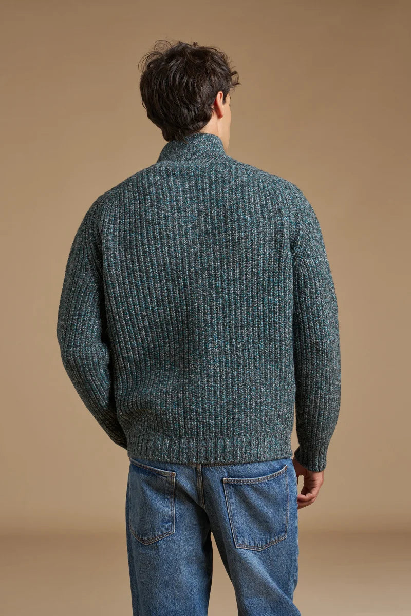 Cardigan con bottoni mouliné