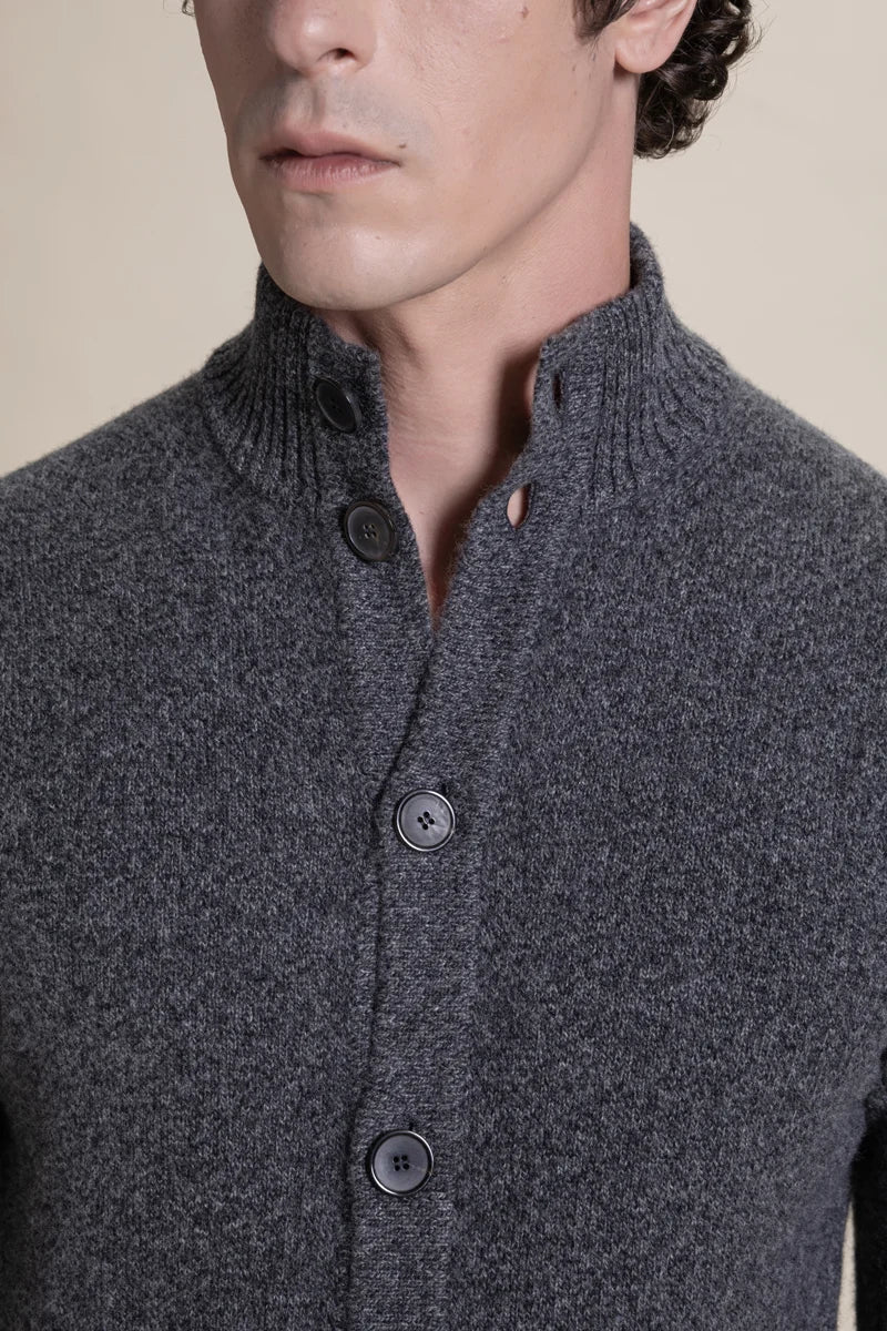 Cardigan con bottoni mouliné