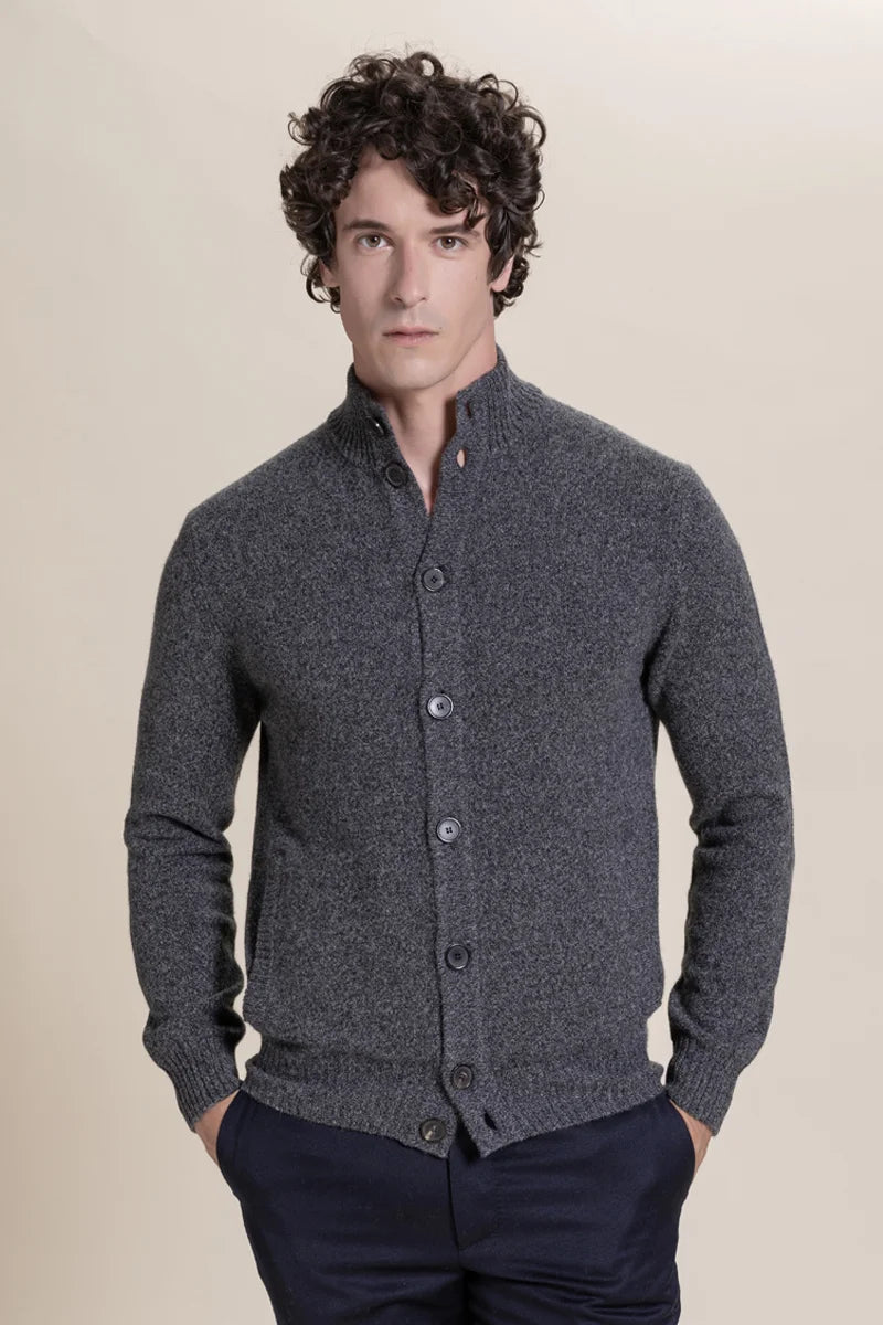 Cardigan con bottoni mouliné