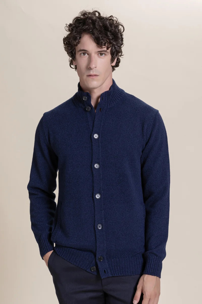Cardigan con bottoni mouliné