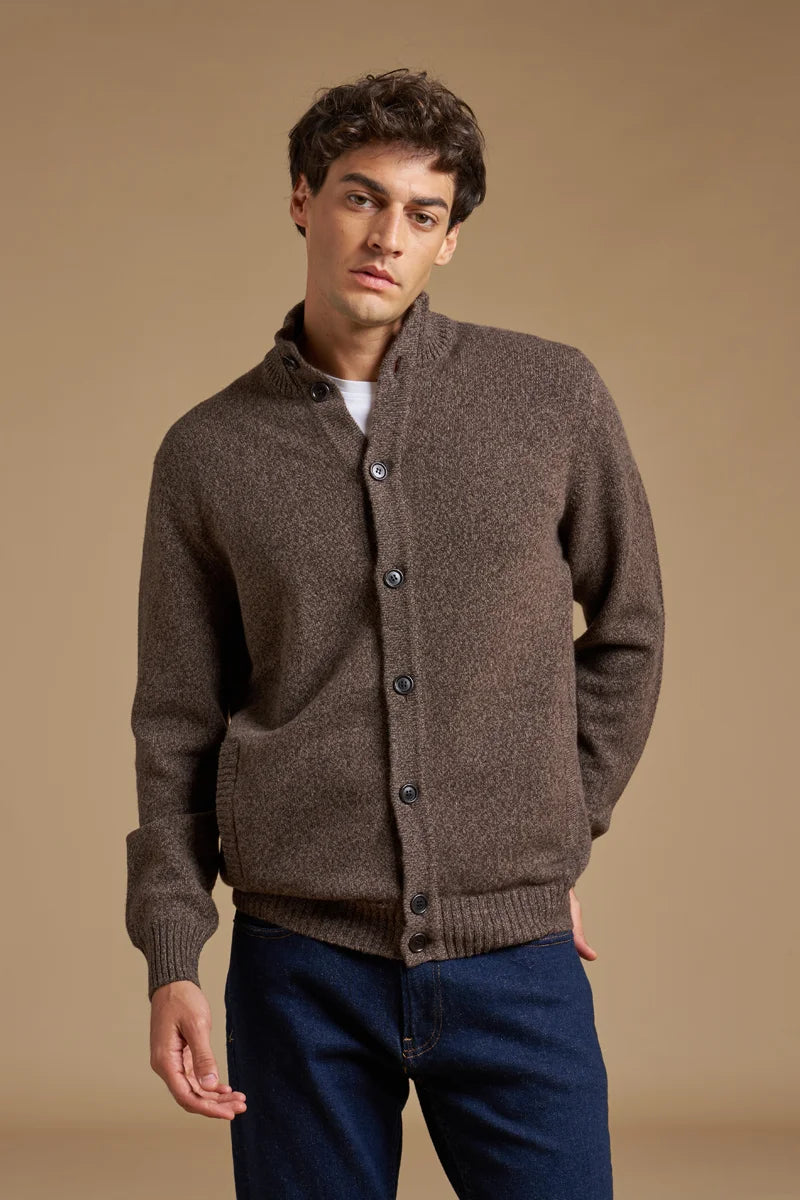 Cardigan con bottoni mouliné