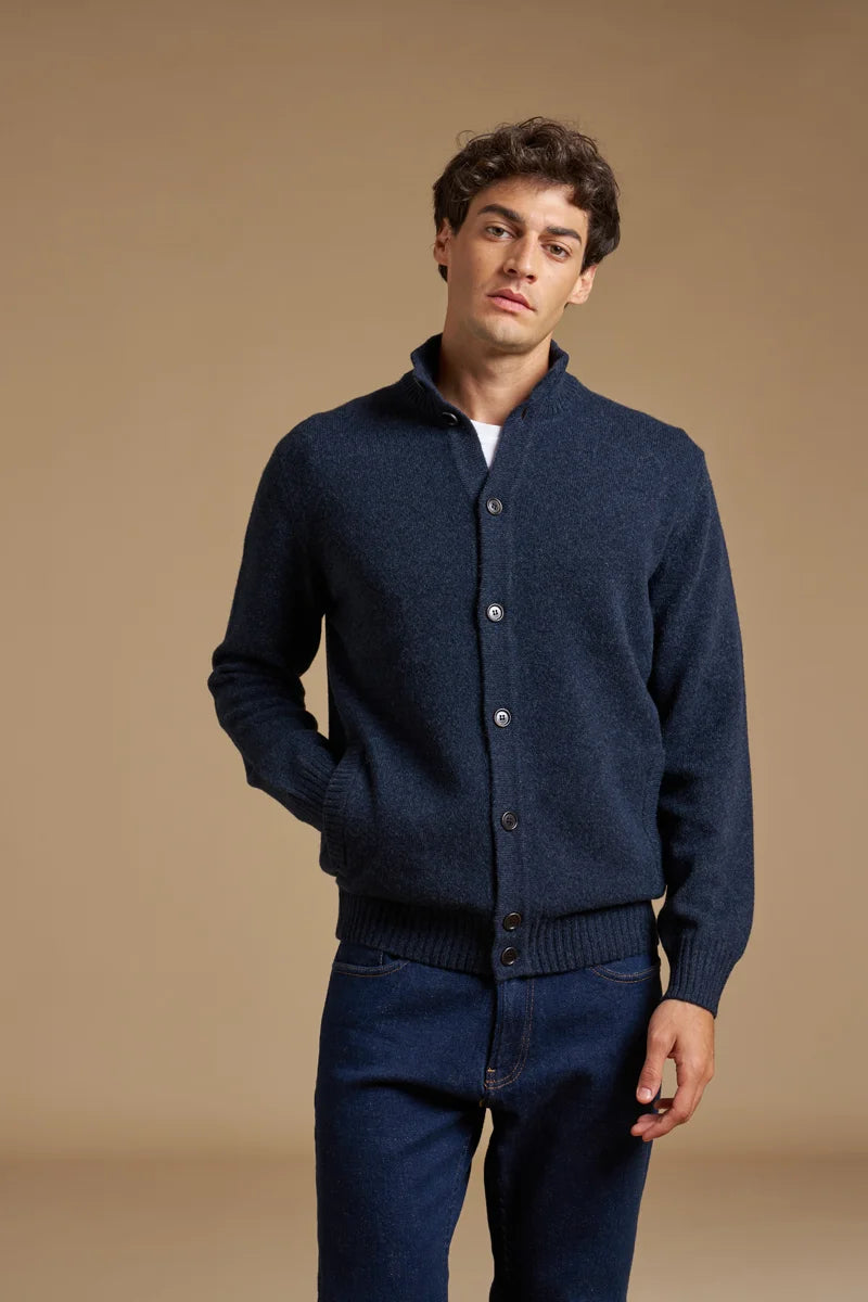 Cardigan con bottoni mouliné