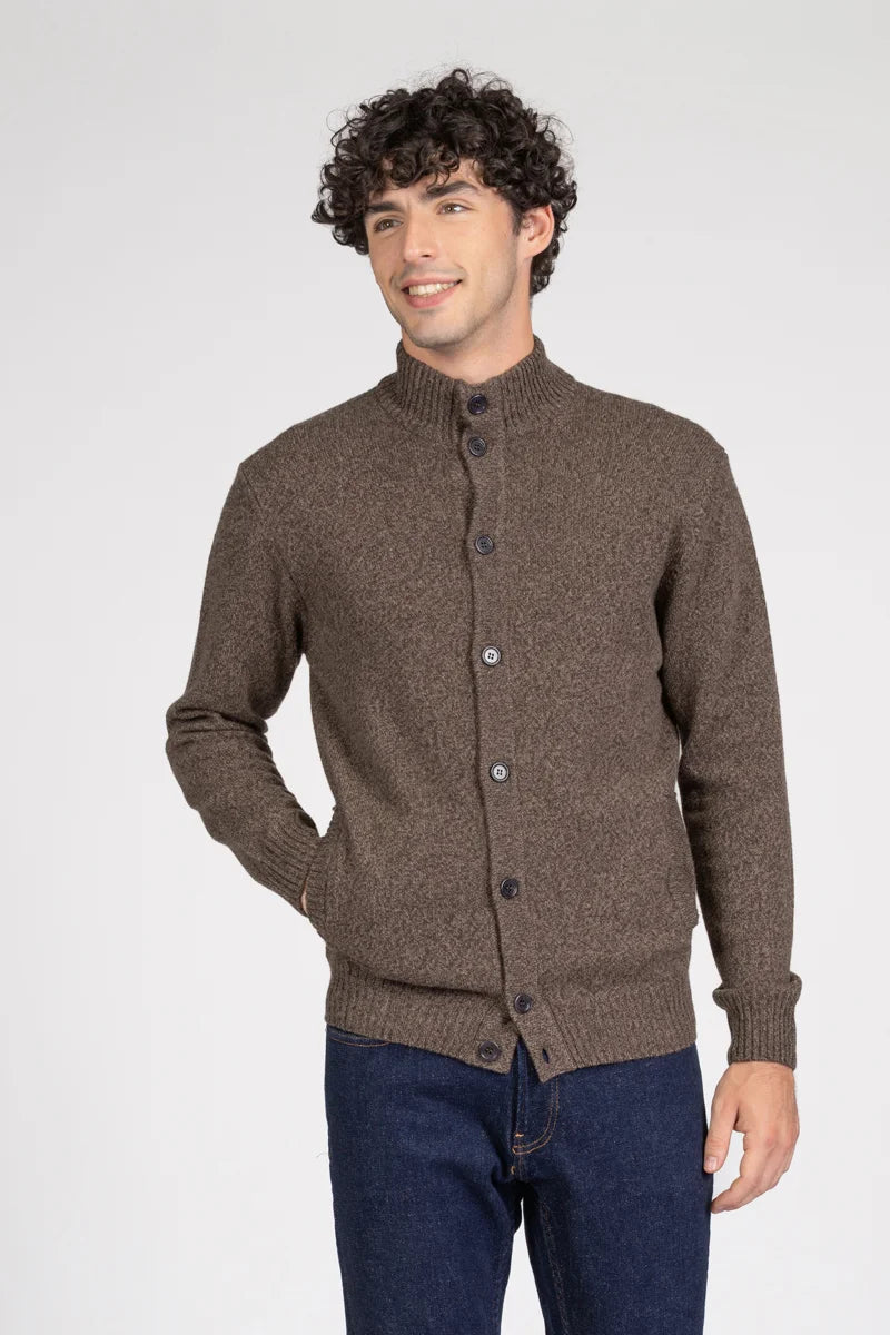 Cardigan con bottoni mouliné