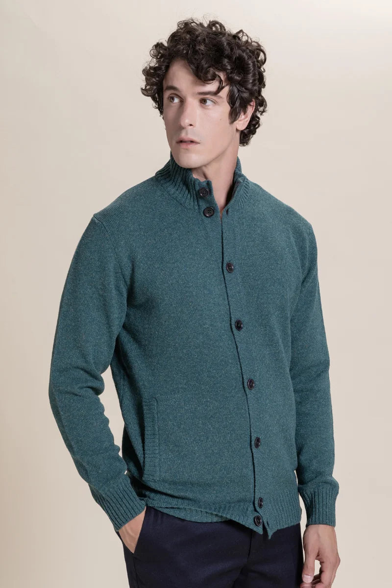 Cardigan con bottoni mouliné