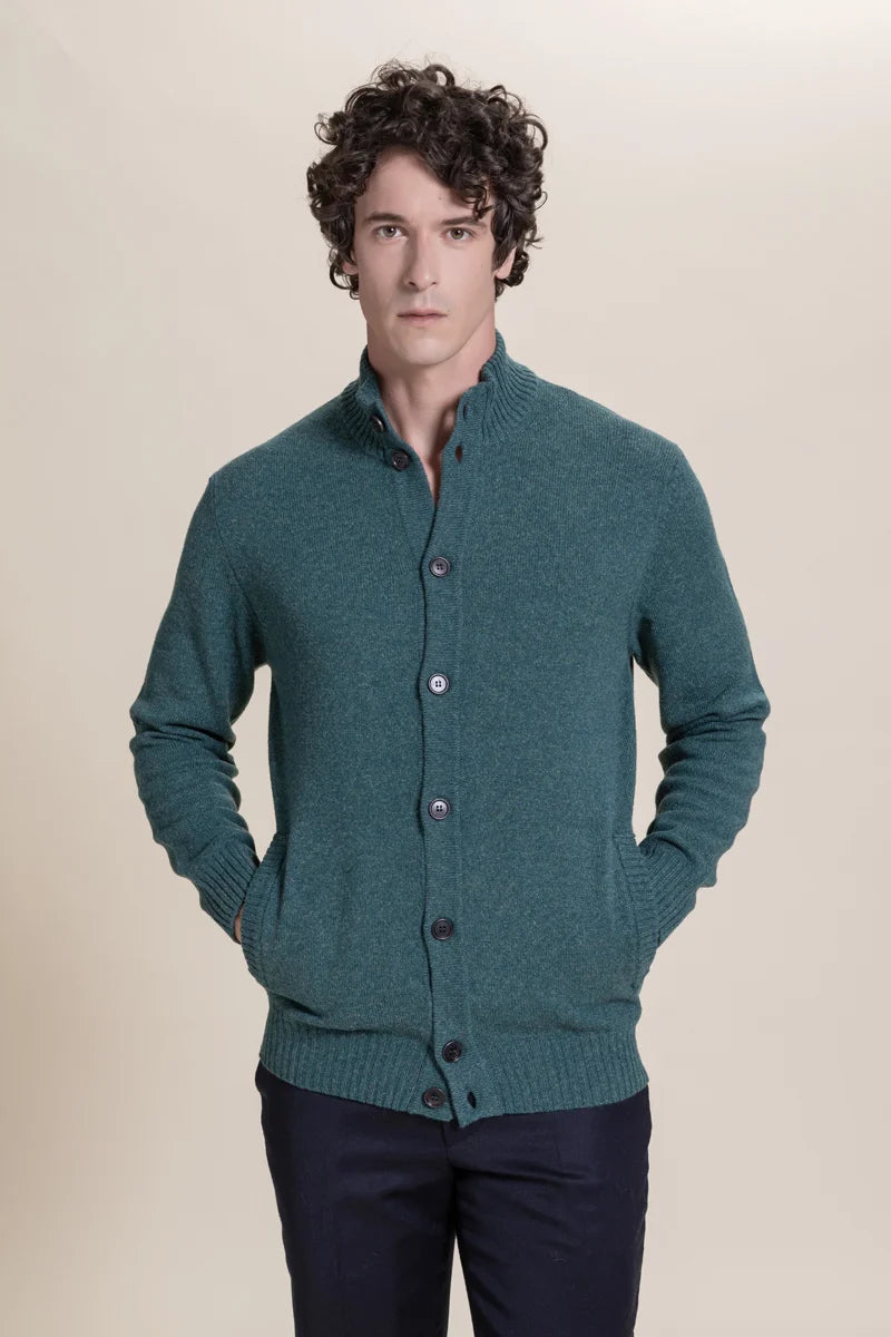 Cardigan con bottoni mouliné