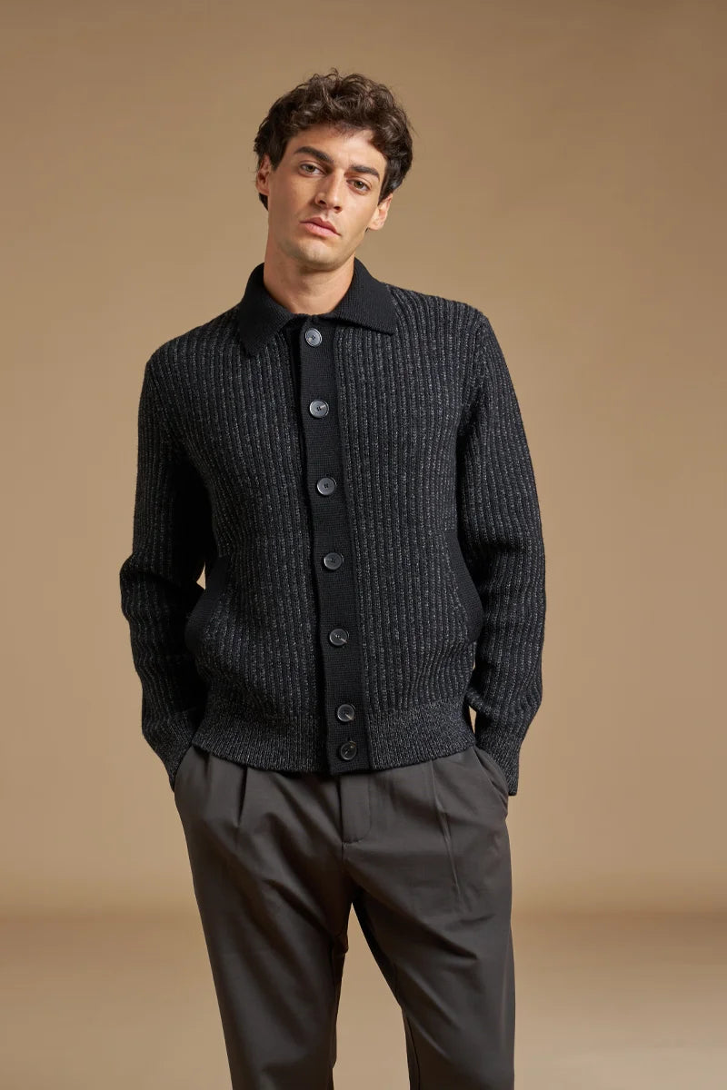 Cardigan con colletto a camicia