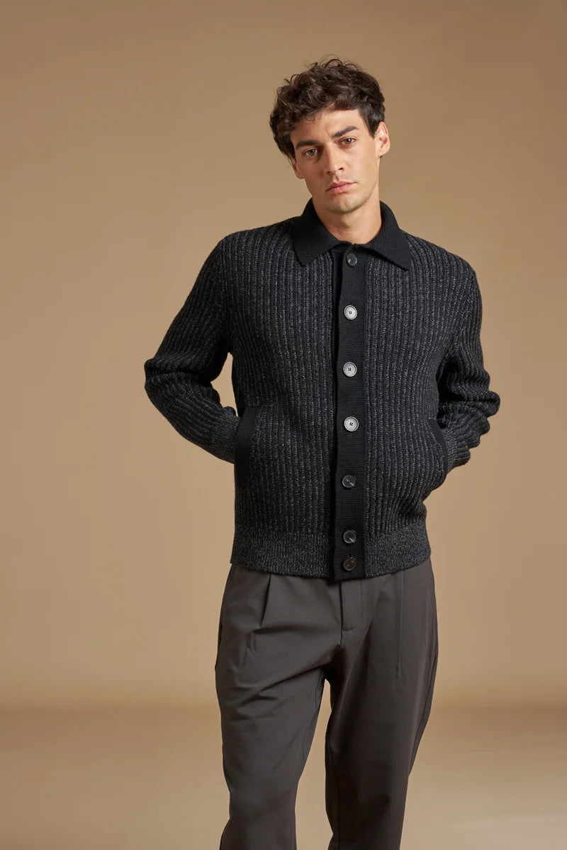 Cardigan con colletto a camicia