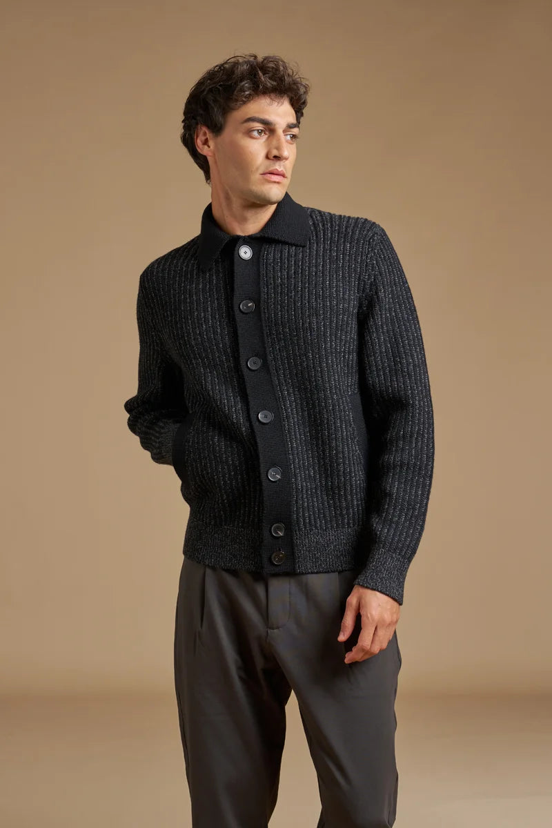 Cardigan con colletto a camicia