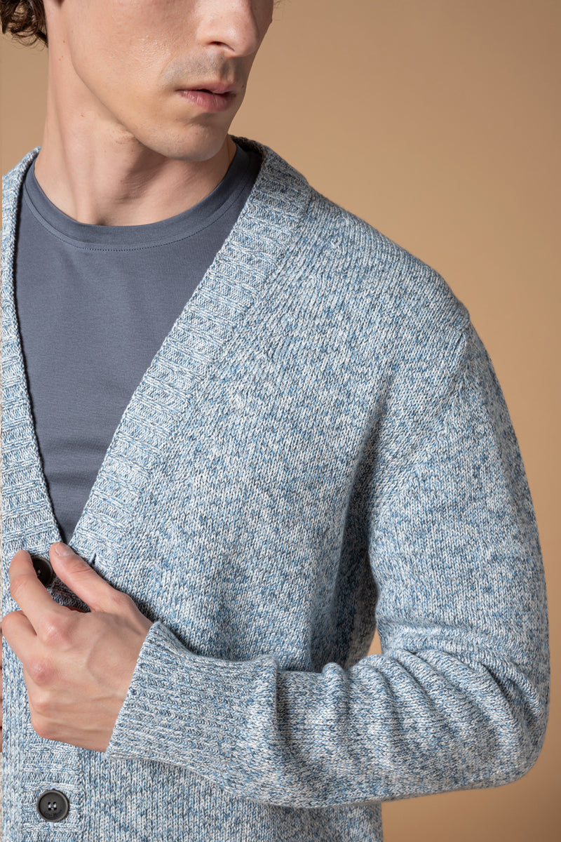 Cardigan mouliné Cotone Seta