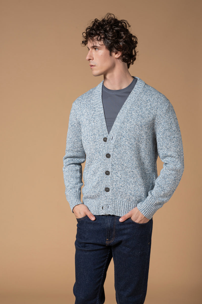Cardigan mouliné Cotone Seta