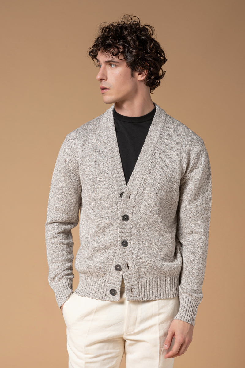 Cardigan mouliné Cotone Seta