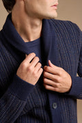 Cardigan sciallato moulinè 100% Lana