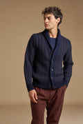 Cardigan sciallato moulinè 100% Lana