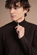 Fullzip testurizzato in Lana Merino