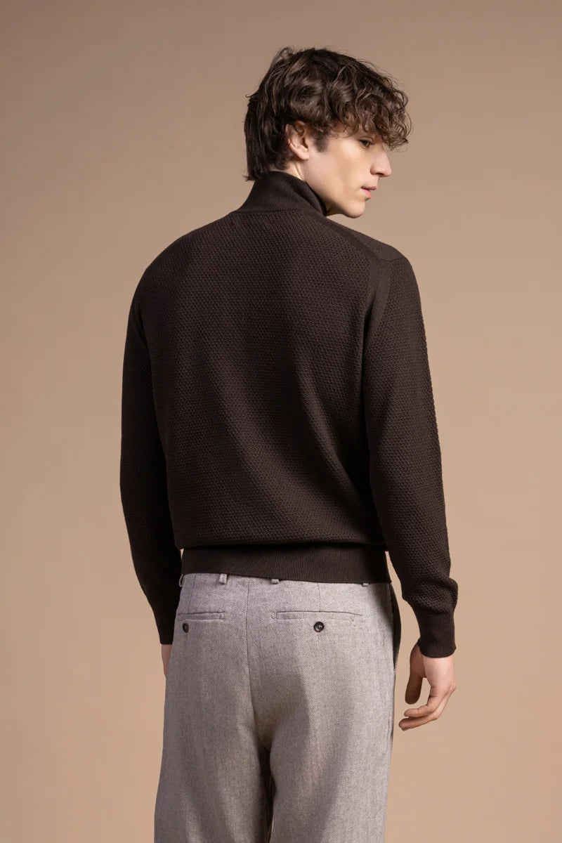 Fullzip testurizzato in Lana Merino