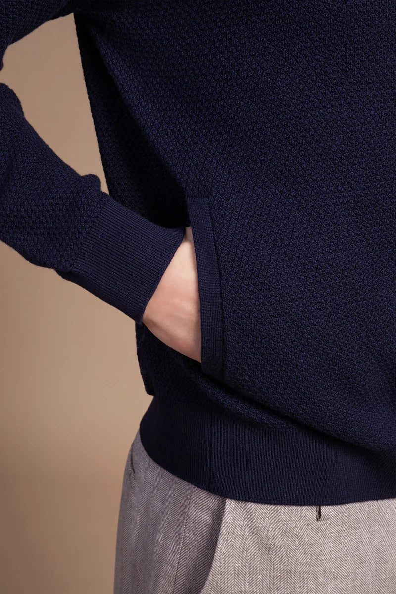 Fullzip testurizzato in Lana Merino