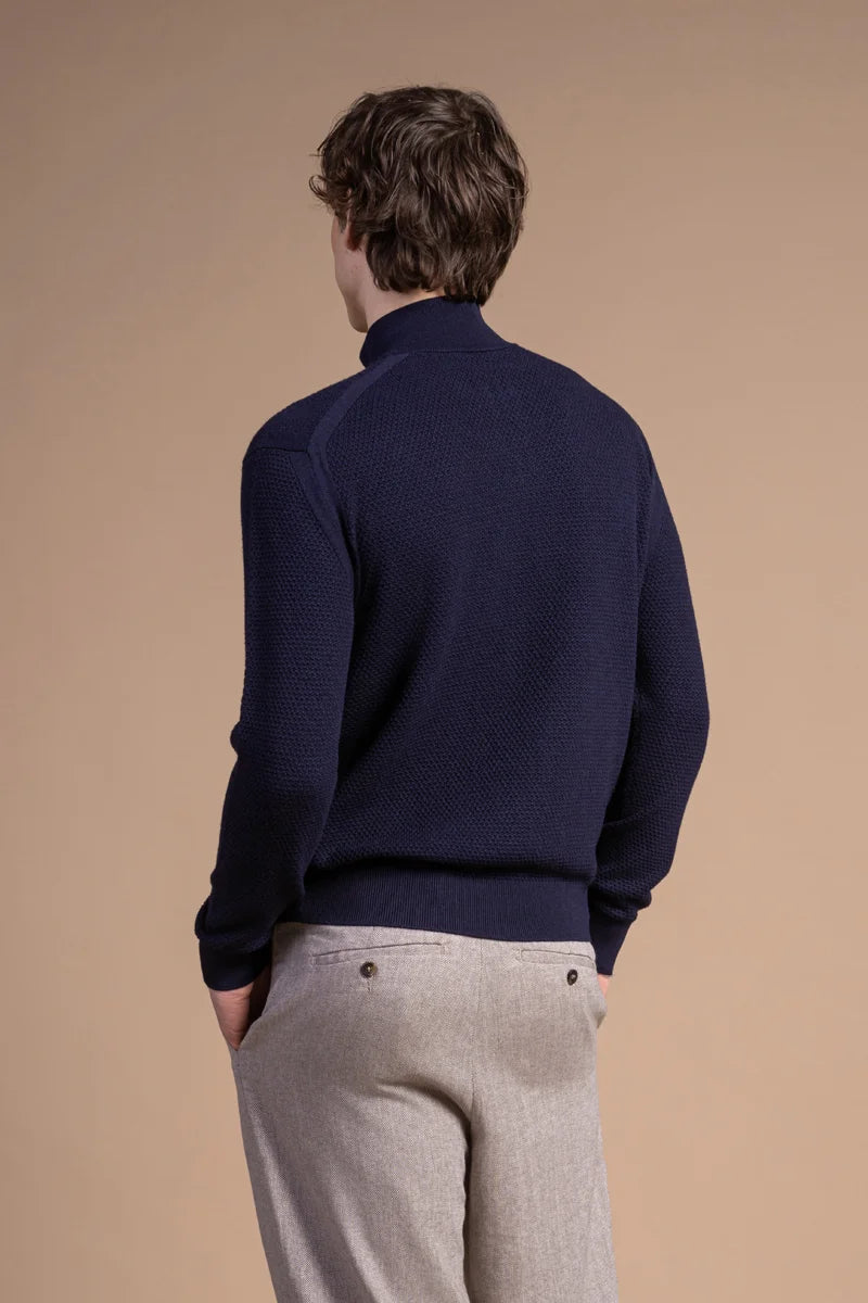 Fullzip testurizzato in Lana Merino