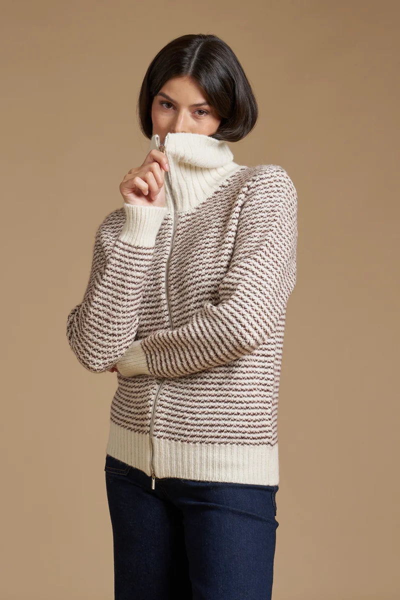 Full zip Jacquard Alpaca blend