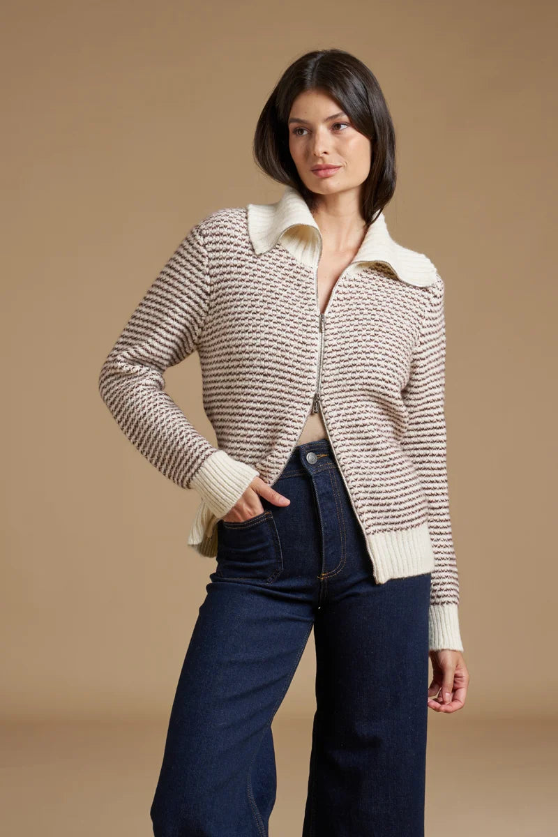 Full zip Jacquard Alpaca blend
