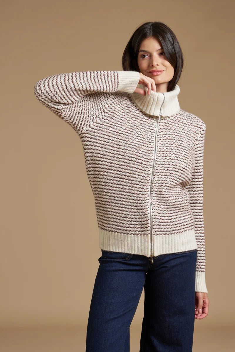 Full zip Jacquard Alpaca blend