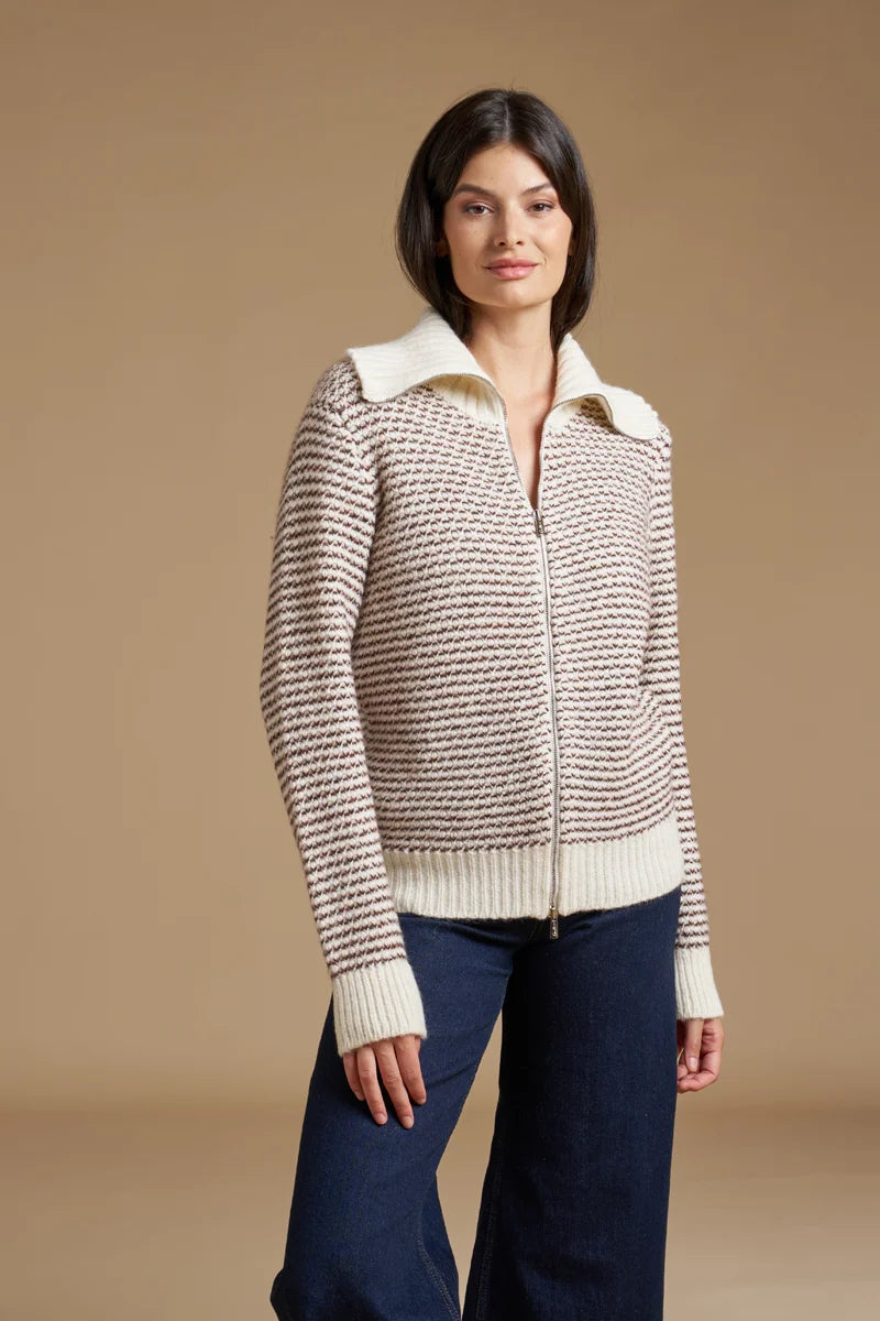 Full zip Jacquard Alpaca blend