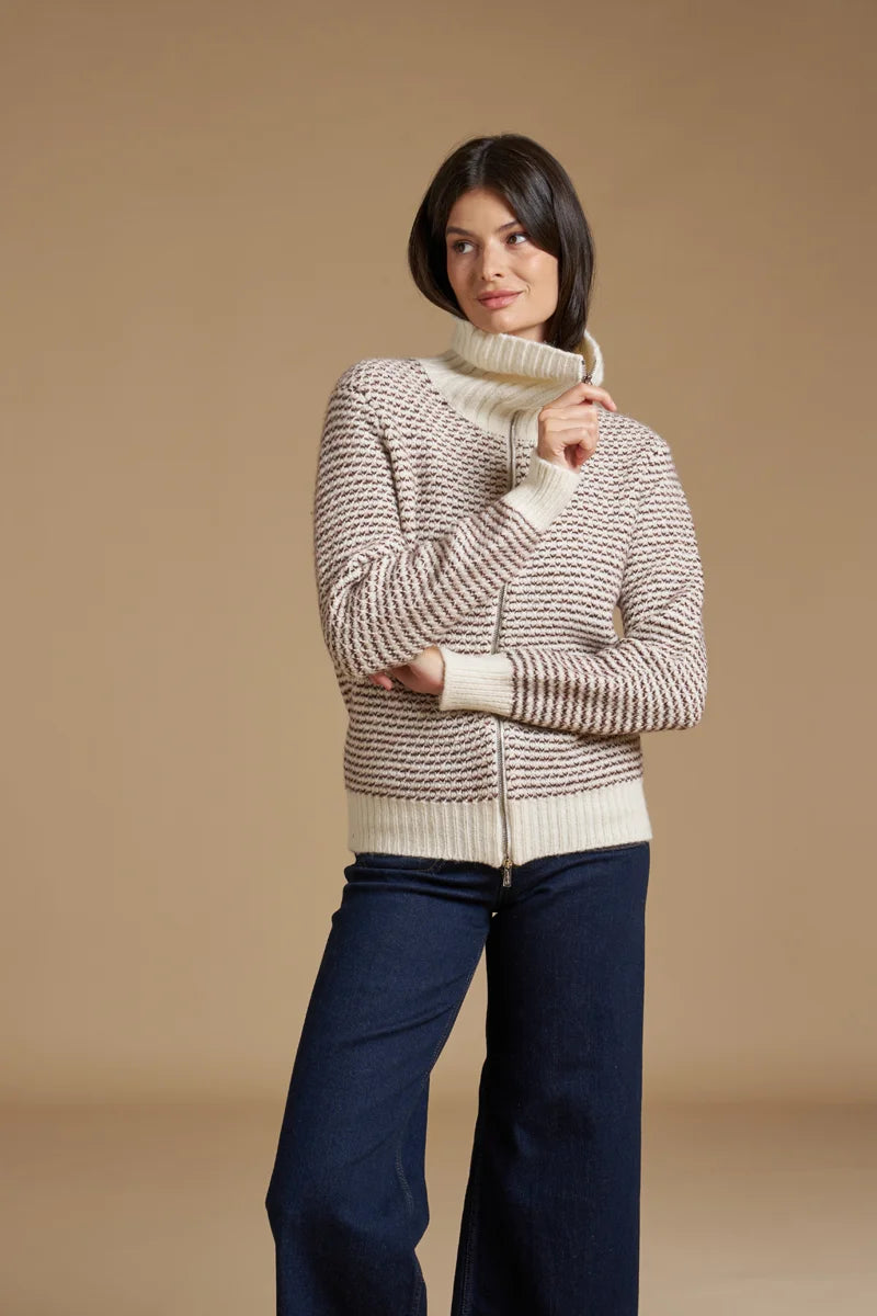 Full zip Jacquard Alpaca blend