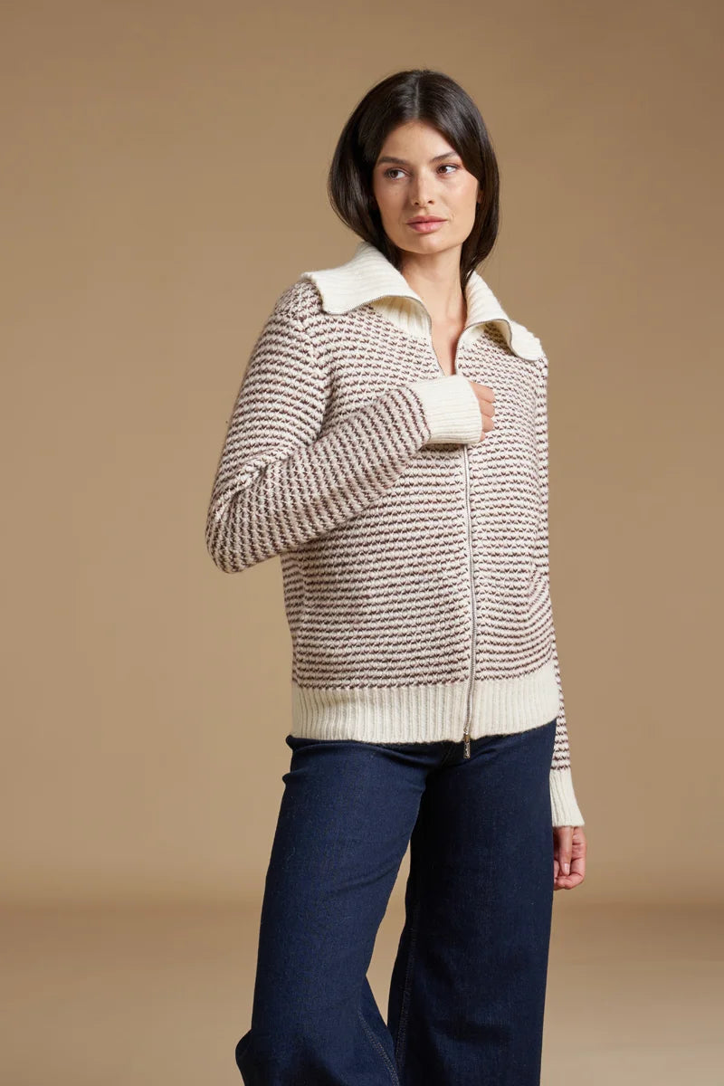 Full zip Jacquard Alpaca blend