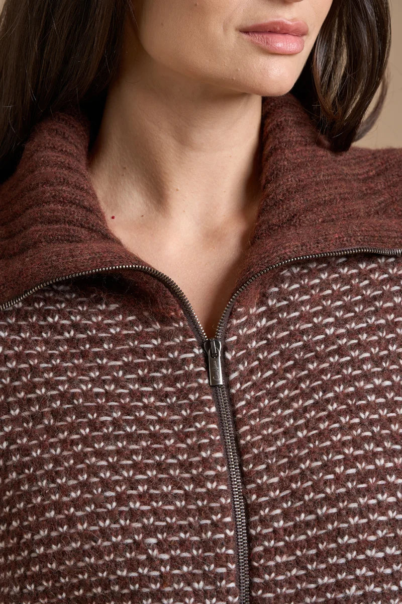 Full zip Jacquard Alpaca blend