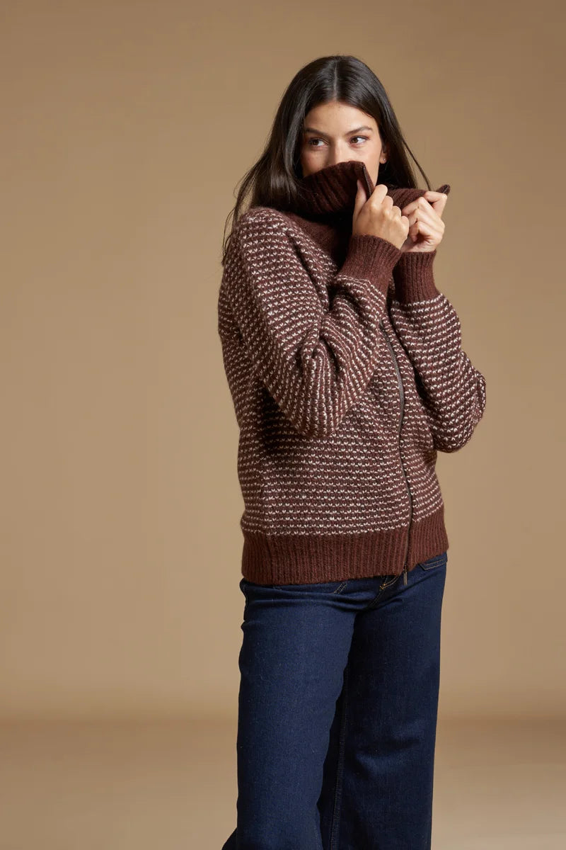 Full zip Jacquard Alpaca blend