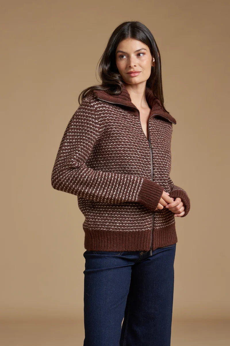 Full zip Jacquard Alpaca blend