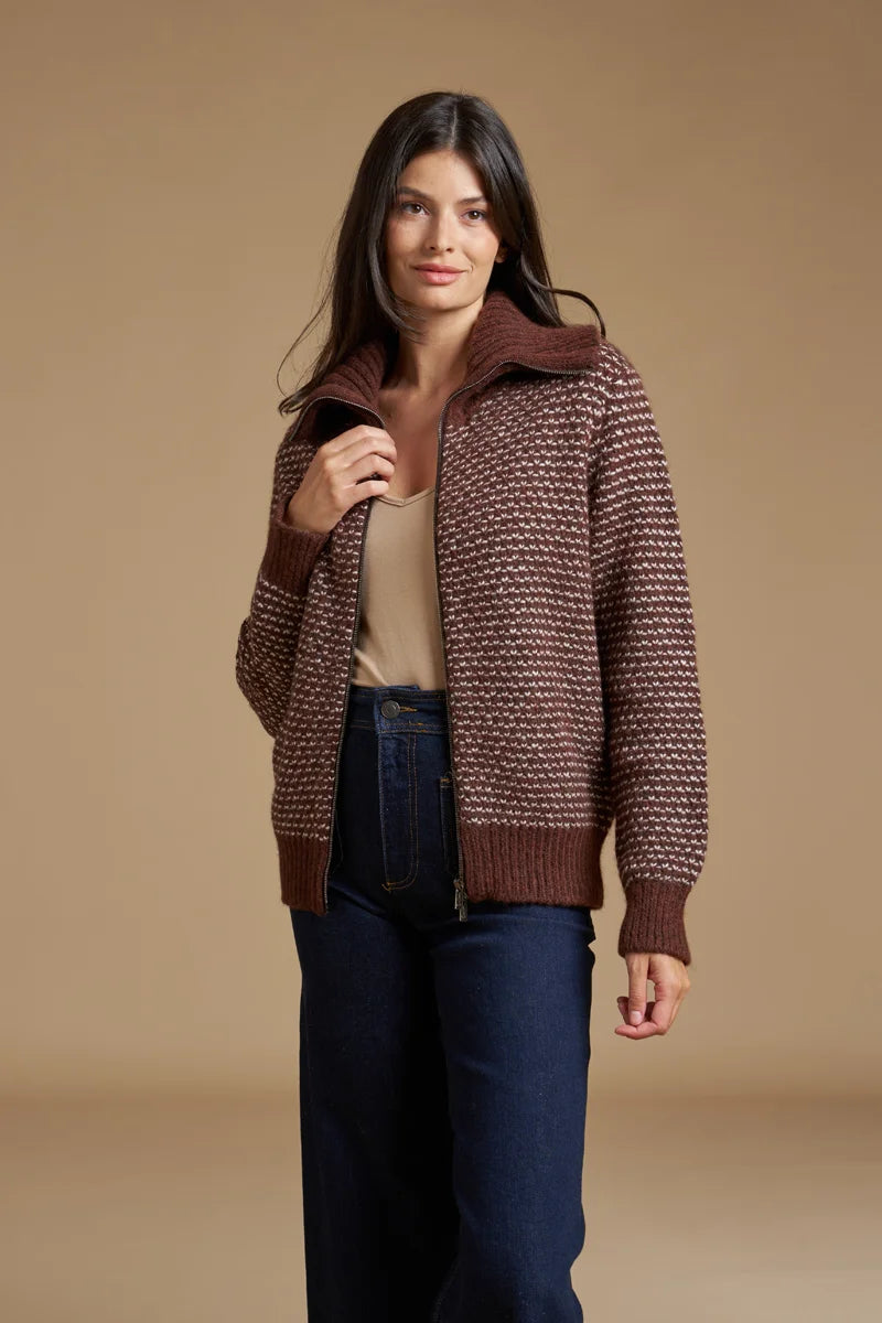 Full zip Jacquard Alpaca blend