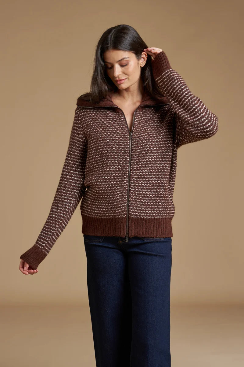 Full zip Jacquard Alpaca blend