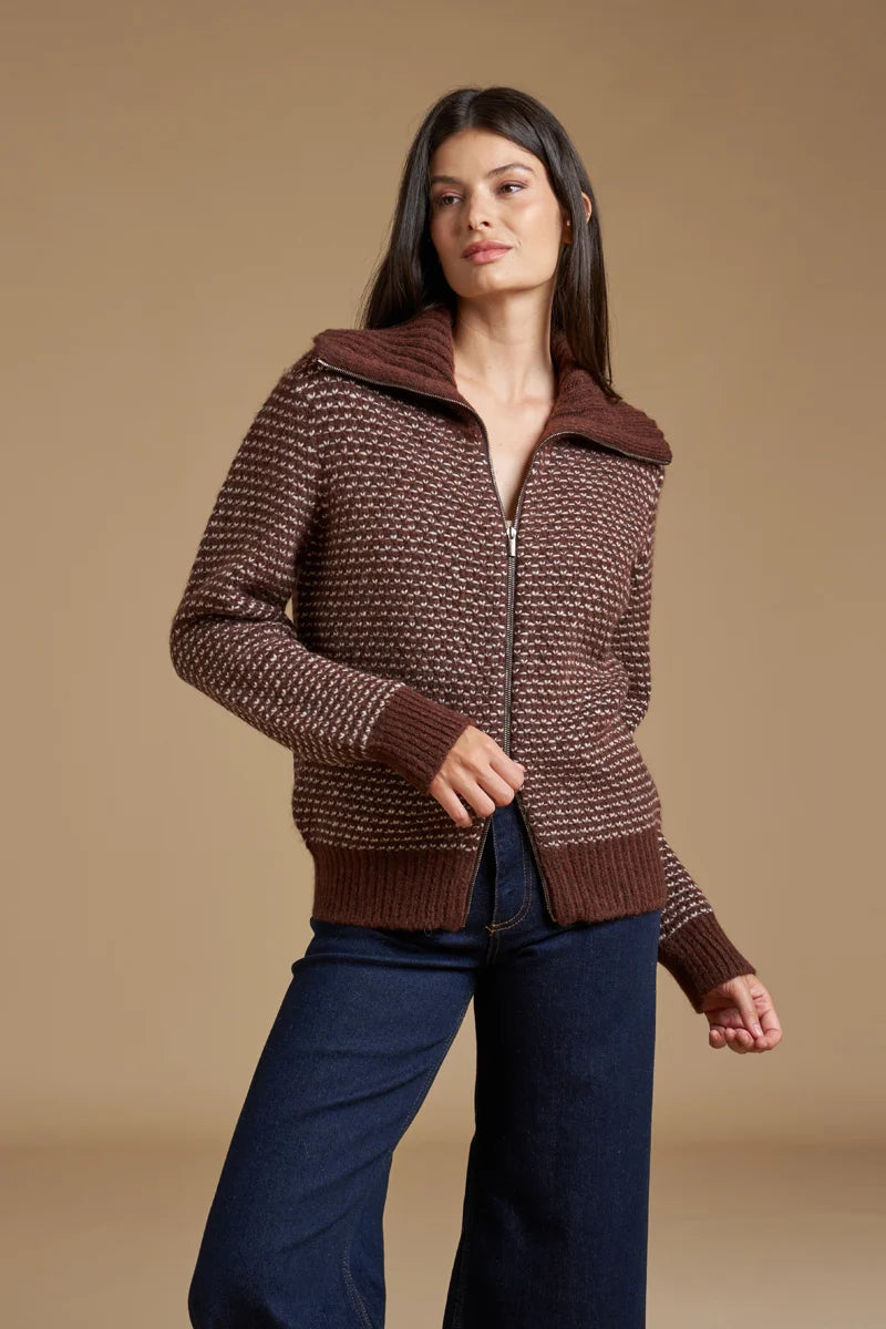 Full zip Jacquard Alpaca blend