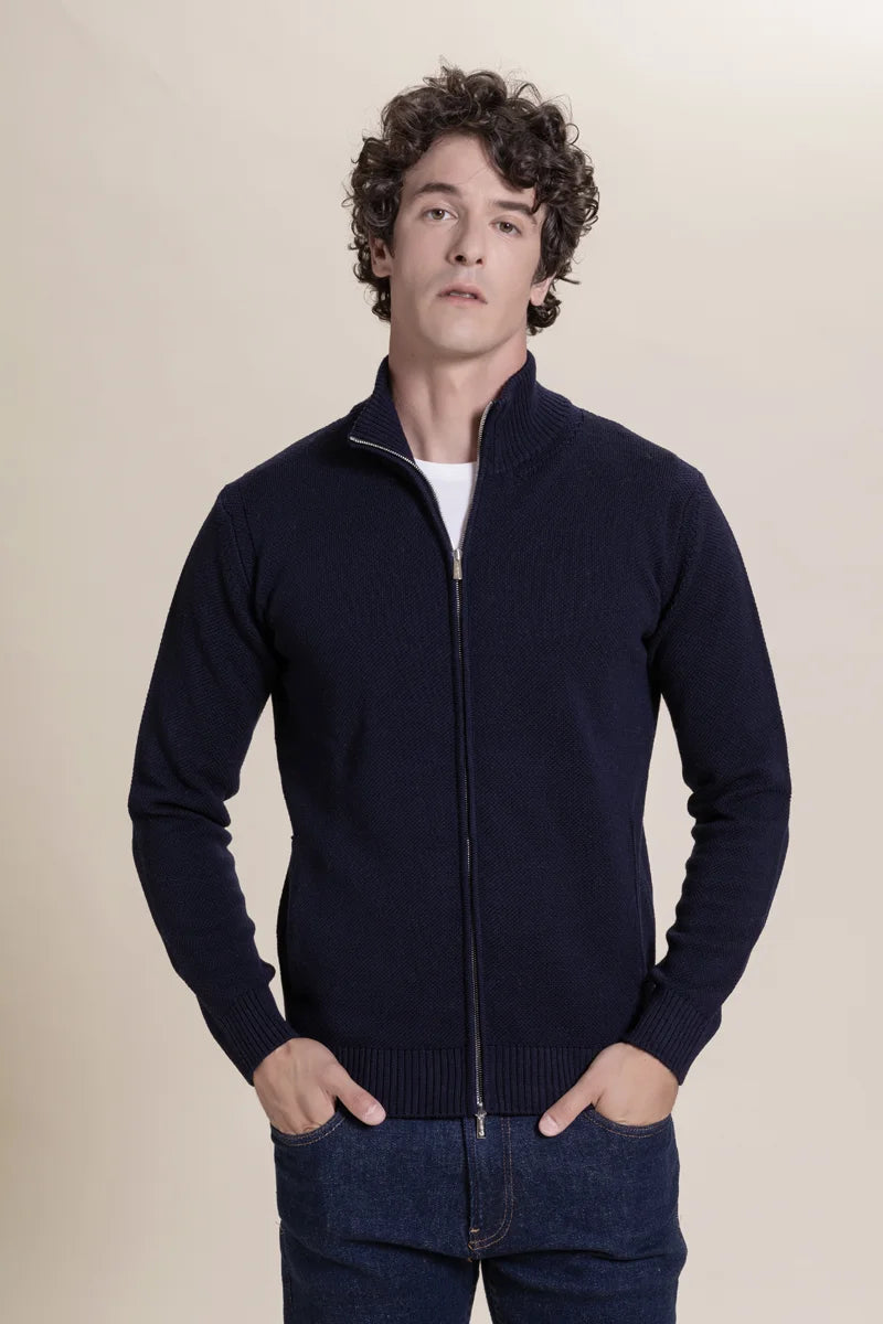 Fullzip punto tuck 100% Merino