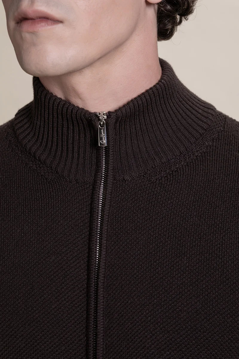 Fullzip punto tuck 100% Merino