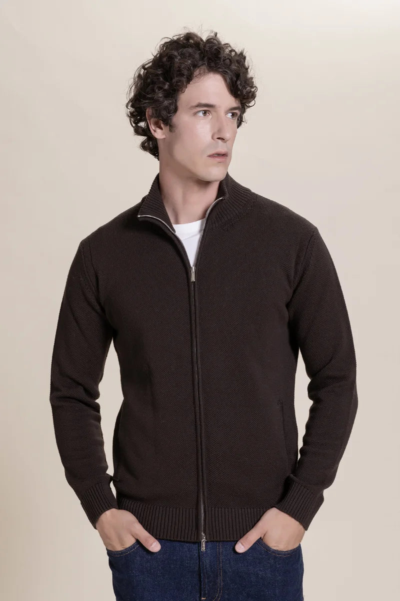 Fullzip punto tuck 100% Merino