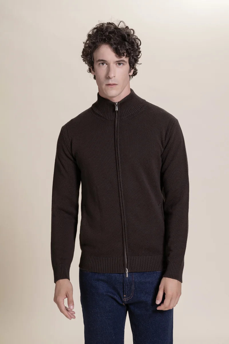Fullzip punto tuck 100% Merino