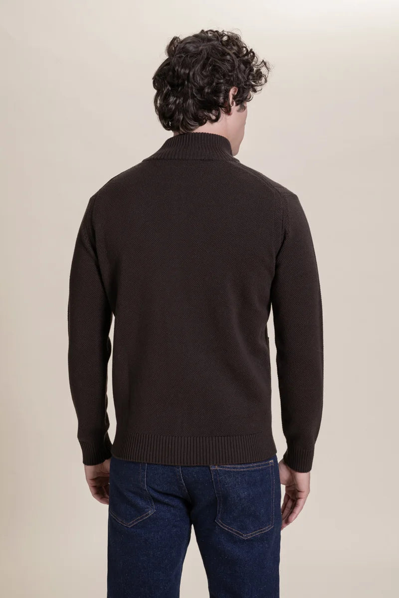 Fullzip punto tuck 100% Merino