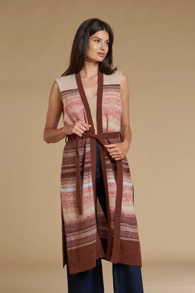 Gilet lungo rigato dégradé