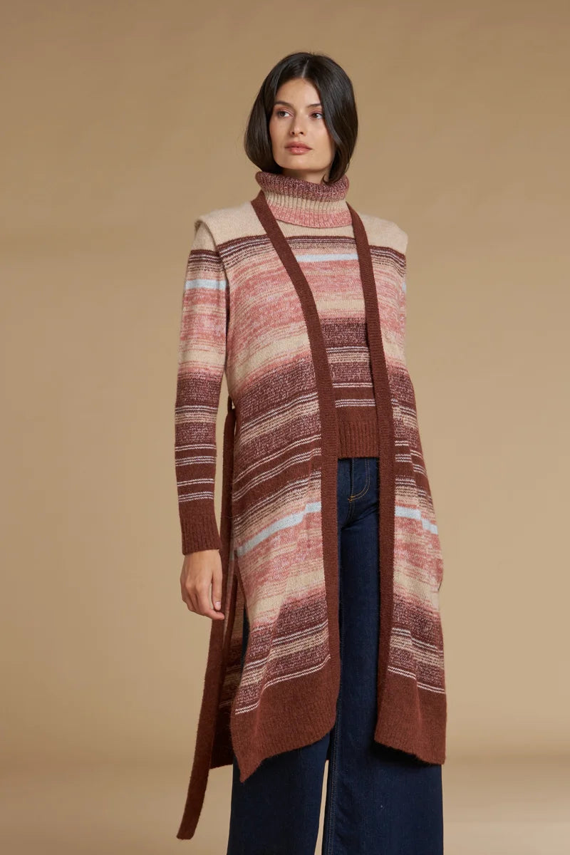 Gilet lungo rigato dégradé