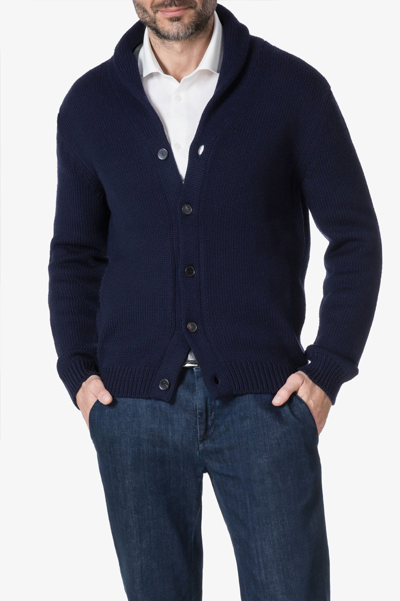 "JFK" cardigan 100% Merino