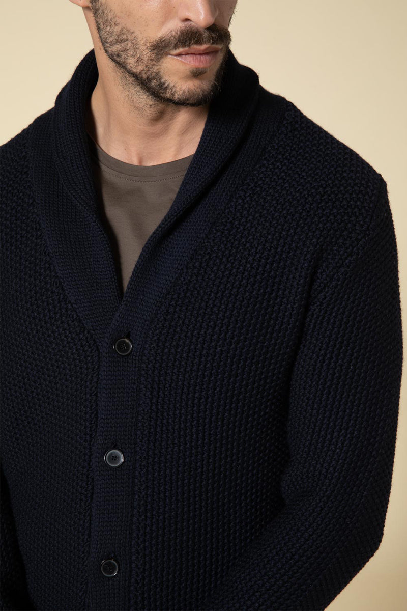 "Paul" cardigan grana di riso 100% Merino