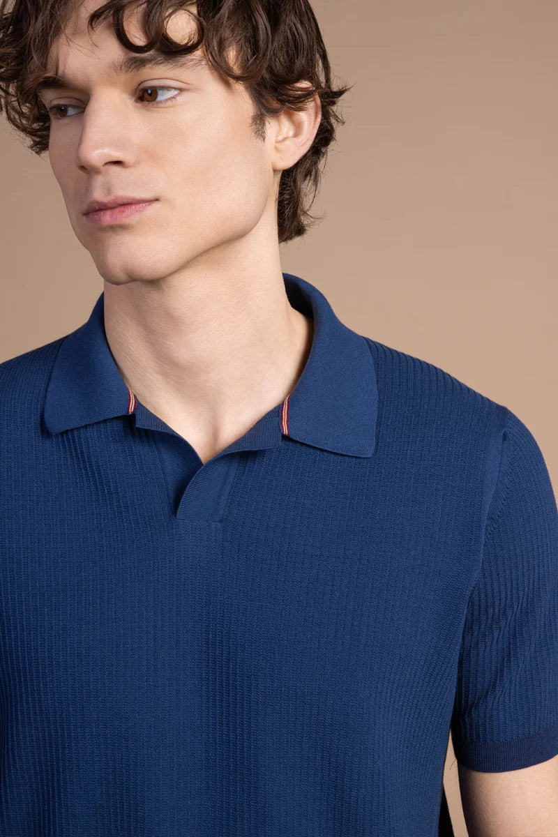 Polo in cotone testurizzato