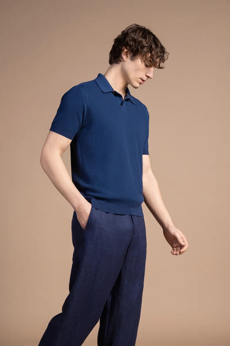 Polo in cotone testurizzato