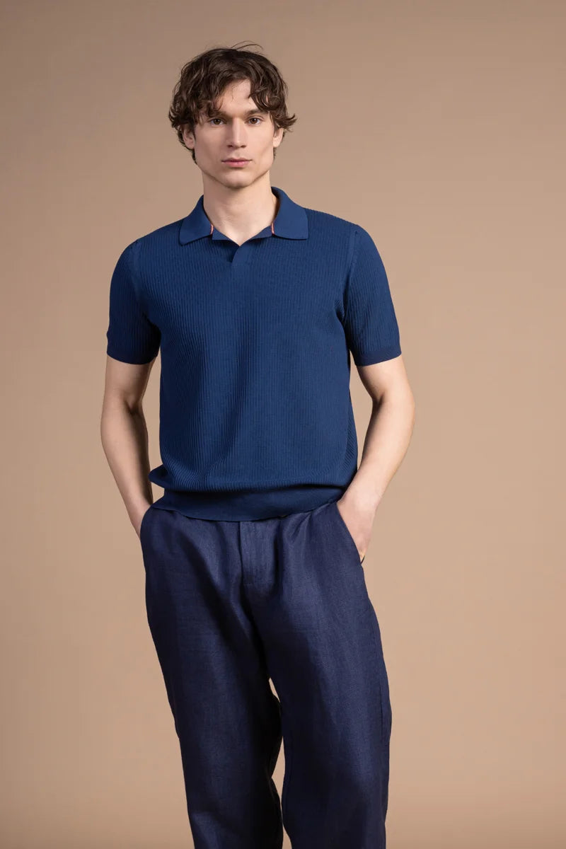 Polo in cotone testurizzato